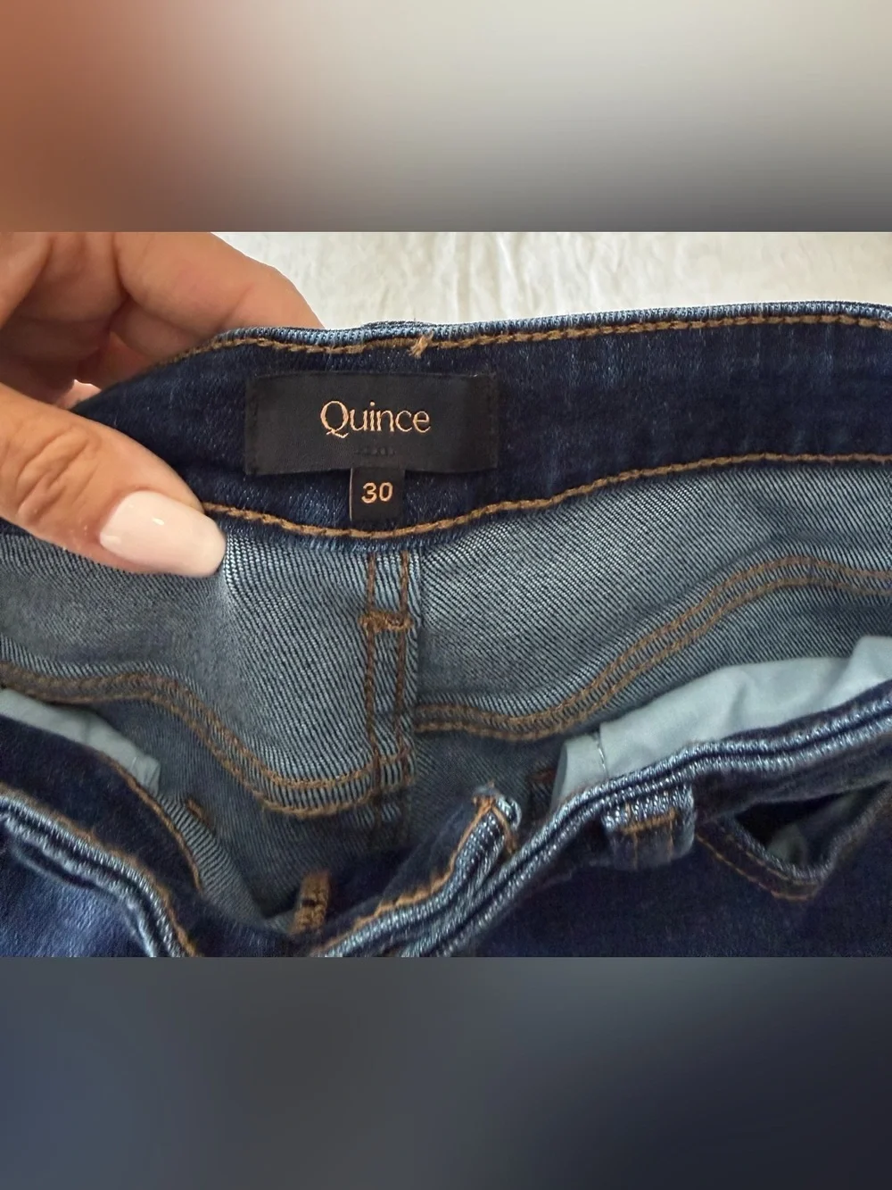 Quince | Women 30 | Luna Stretch Slim Straight Jean Midnight Blue | Inseam 28.5”